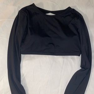 Aoxjox Amazon long sleeve cut out cropped gym top